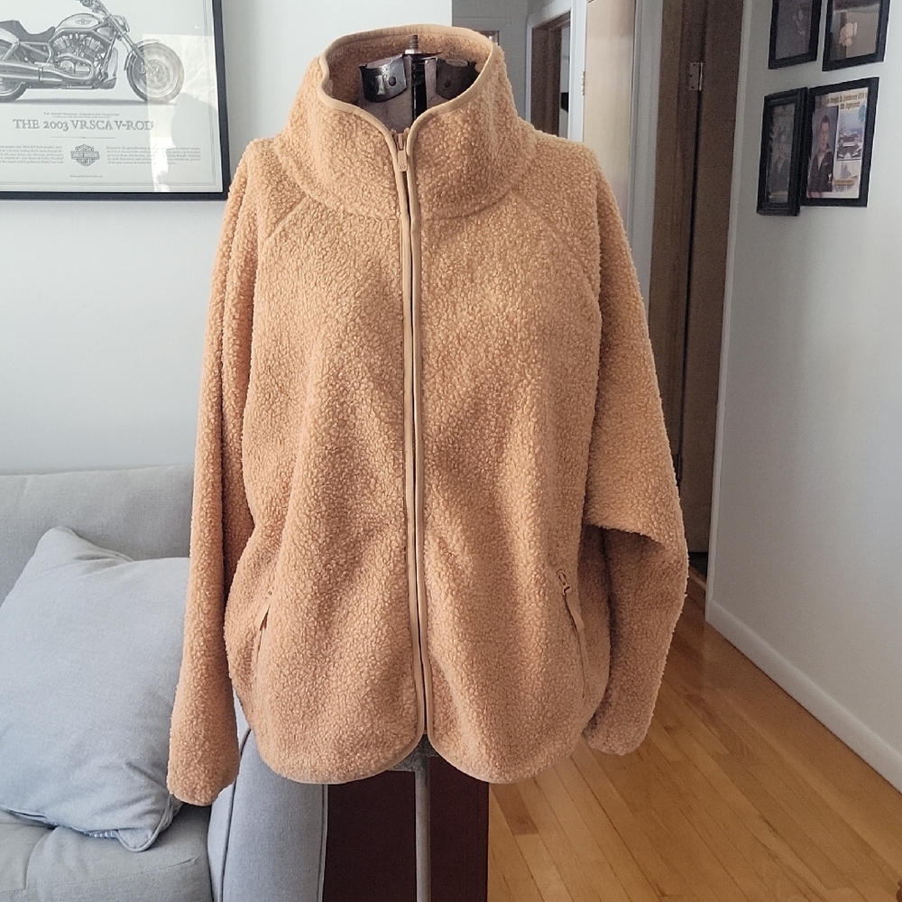 All In Motion Sherpa Teddy Jacket Large Tan